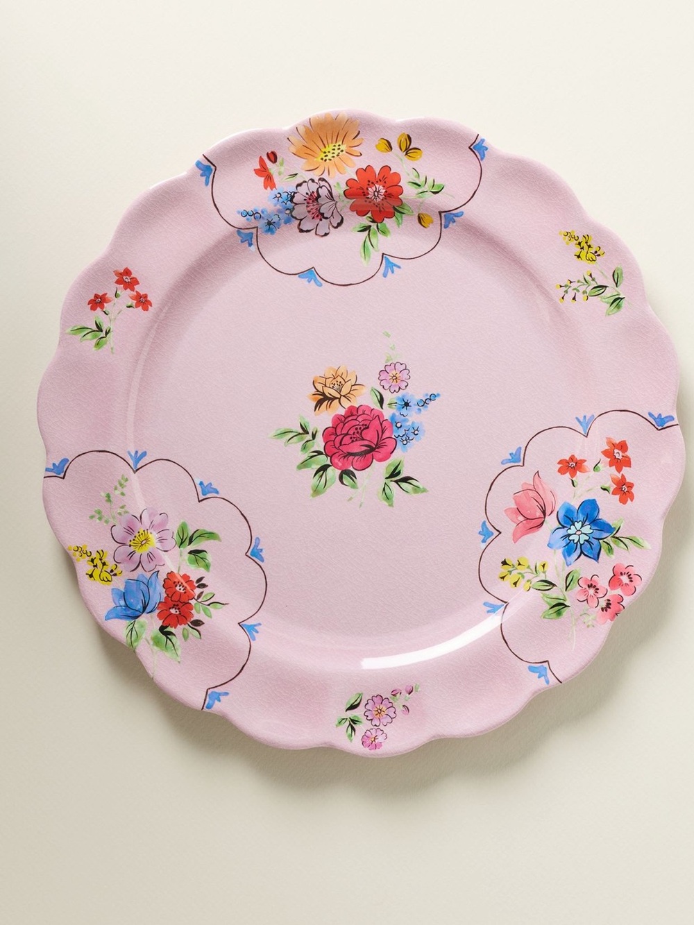 Anthropologie Melamine Dinner Plates Annette Floral New Set of 4 Lilac 12.25” - Picture 3 of 8